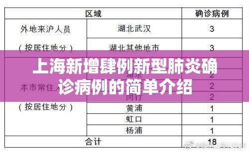 上海新增肆例新型肺炎确诊病例的简单介绍